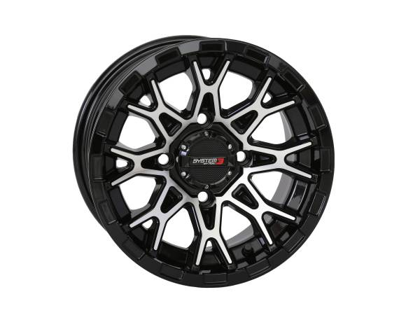 SYSTEM 3 - ST6 WHEEL 12X7 4+3 (+10MM) 4/110 GLOSS BLACK/MACHINED - Image 1