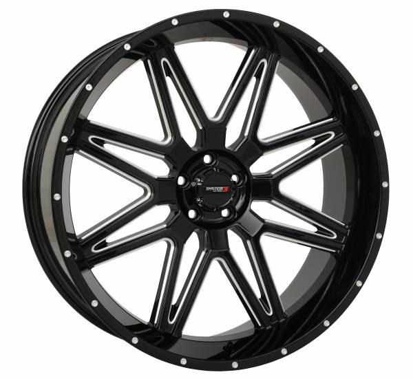 SYSTEM 3 - ST7 WHEEL 24X9 5+4 (0MM) 5/4.5 GLOSS BLACK MILLED - Image 1