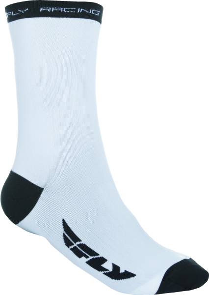 FLY RACING - CREW SOCKS WHITE/BLACK LG/XL - Image 1