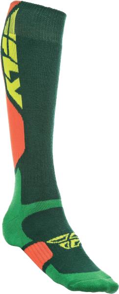 FLY RACING - FLY MX PRO SOCKS THICK GREEN/ORANGE LG/XL - Image 1