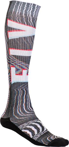 FLY RACING - FLY MX PRO SOCKS THIN GLITCH BLACK/WHITE LG/XL - Image 1