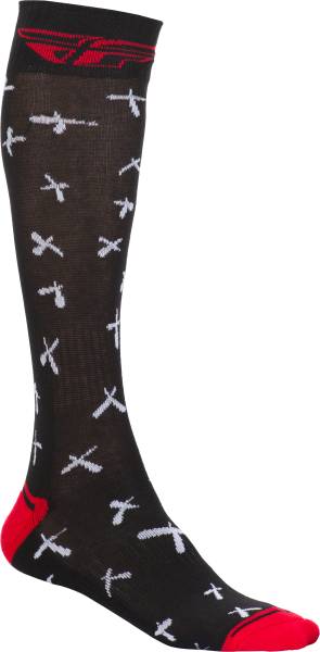 FLY RACING - FLY MX PRO SOCKS THIN X PATTERN RED/BLACK LG/XL - Image 1