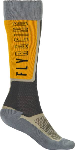 FLY RACING - MX SOCK THIN BLACK/GREY/MUSTARD LG/XL - Image 1