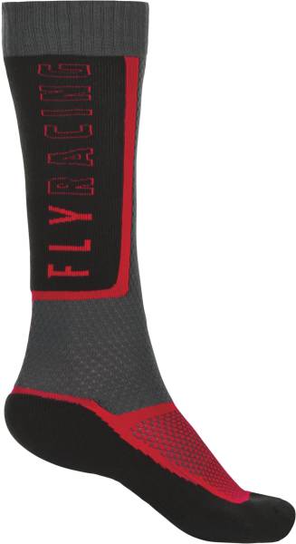 FLY RACING - MX SOCK THIN BLACK/GREY/RED LG/XL - Image 1