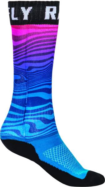 FLY RACING - MX PRO SOCK THIN BLUE/PINK/BLACK LG/XL - Image 1