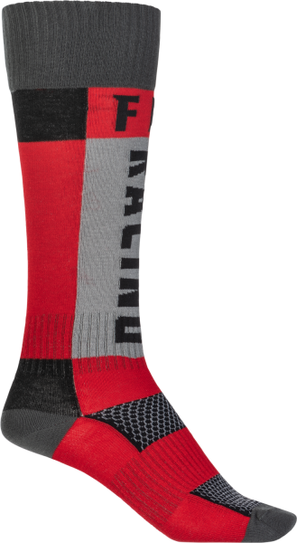 FLY RACING - YOUTH MX SOCKS THICK RED/GREY - Image 1