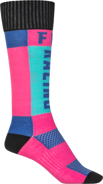 FLY RACING - MX SOCKS THICK PINK/BLUE LG/XL - Image 1