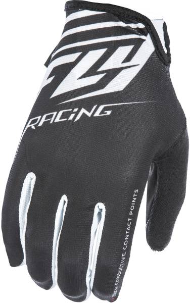 FLY RACING - MEDIA GLOVES BLACK/WHITE SZ 8 - Image 1