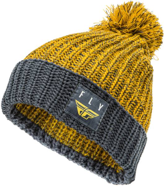 FLY RACING - FLY POM BEANIE MUSTARD/GREY - Image 1