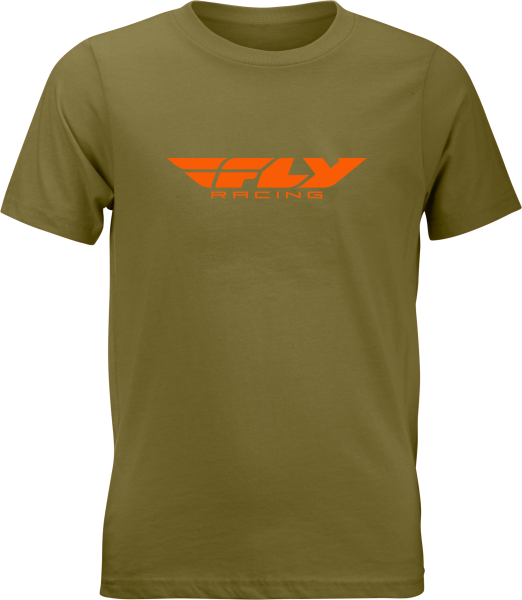 FLY RACING - YOUTH FLY CORPORATE TEE OLIVE/ORANGE YL - Image 1