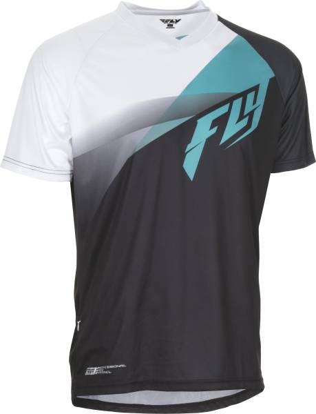 FLY RACING - SUPER D JERSEY BLACK/TEAL/WHITE LG - Image 1