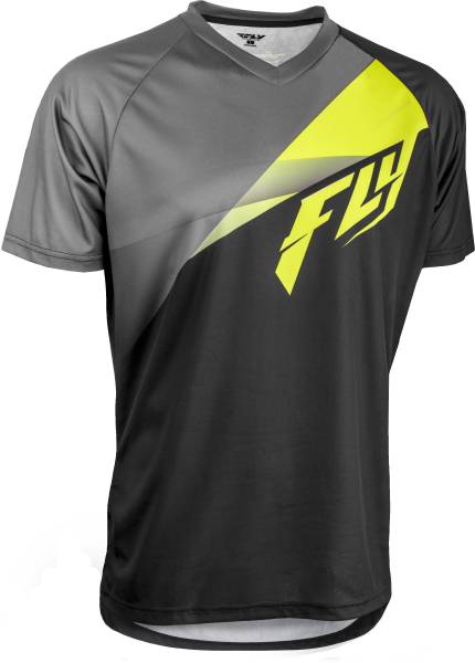 FLY RACING - SUPER D JERSEY BLACK/LIME/GREY LG - Image 1