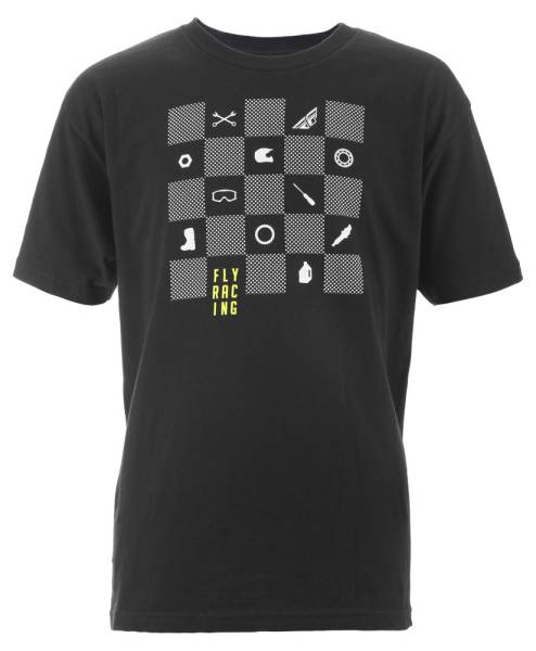 FLY RACING - FLY CHECKERS TEE BLACK YL BLACK YL - Image 1