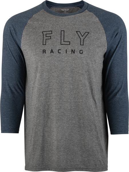 FLY RACING - FLY RENEGADE 3/4 SLEEVE TEE GREY HEATHER/NAVY 2X - Image 1