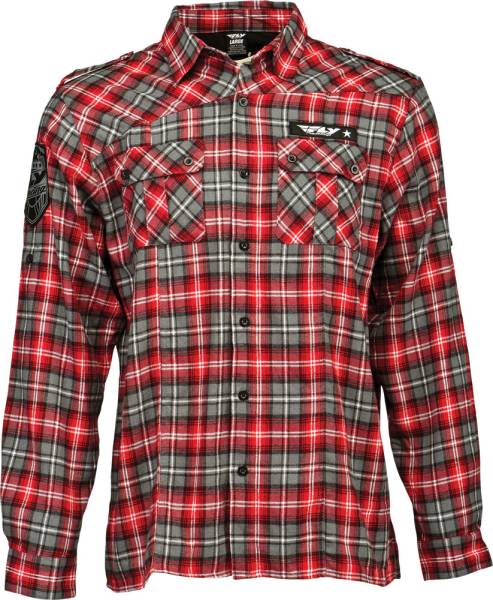 FLY RACING - MIL SPEC FLANNEL SHIRT RED/GREY 2X - Image 1