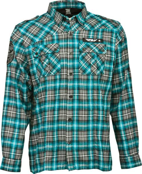 FLY RACING - MIL SPEC FLANNEL SHIRT TEAL/GREY 2X - Image 1