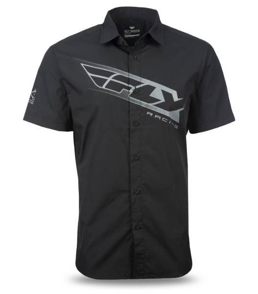 FLY RACING - FLY PIT BUTTON UP SHIRT BLACK/GREY 3X - Image 1