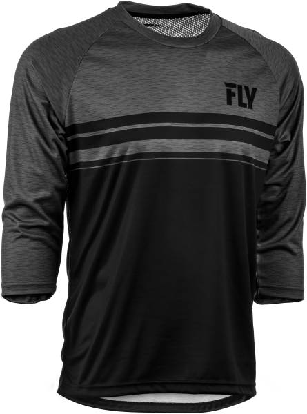 FLY RACING - RIPA 3/4 SLEEVE JERSEY BLACK/HEATHER CHARCOAL GREY 2X - Image 1