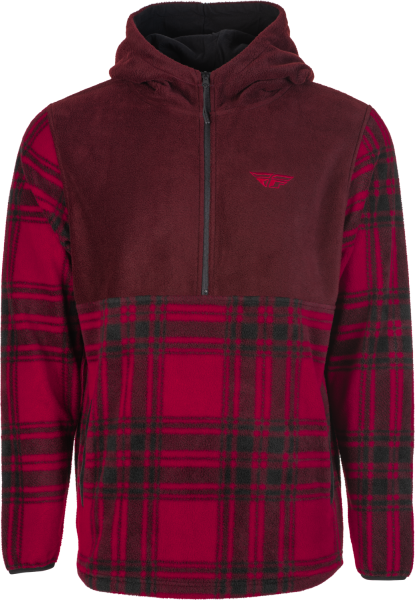 FLY RACING - FLY HALF ZIP PULLOVER HOODIE RED PLAID MD - Image 1