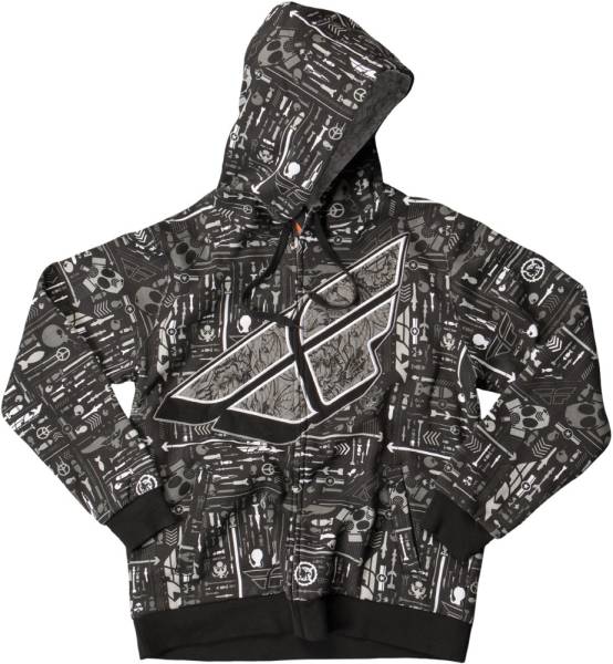 FLY RACING - REVERSE-A-BILLY HOODY BLACK/WH ITE YS/YM - Image 1