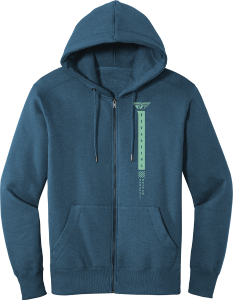 FLY RACING - FLY PODIUM HOODIE BLUE HEATHER/GREEN 2X - Image 1