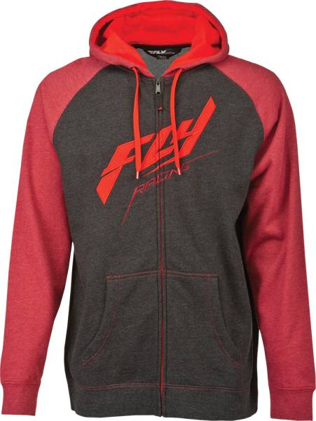 FLY RACING - RAGLAN ZIP UP HOODIE BURGUNDY/HEATHER 2X - Image 1