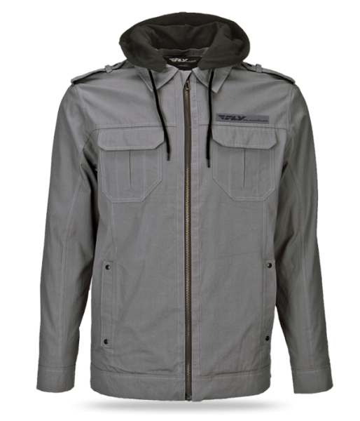 FLY RACING - WAXED JACKET W/HOOD GREY 2X - Image 1