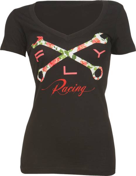 FLY RACING - CROSSROSE V-NECK TEE BLACK L - Image 1