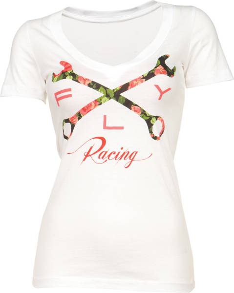 FLY RACING - CROSSROSE V-NECK TEE WHITE 2X - Image 1