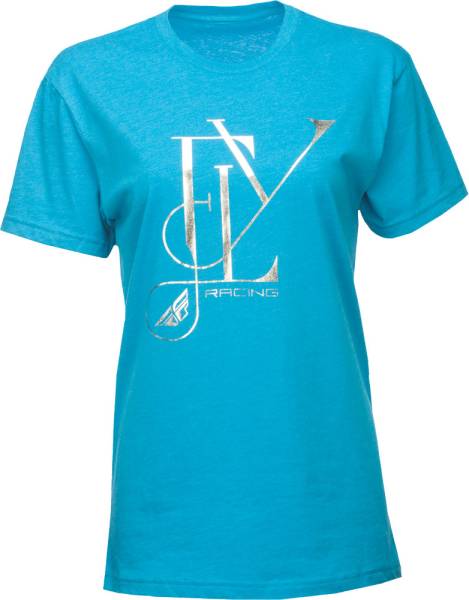 FLY RACING - FANCY STANDARD FIT LADIES TEE TURQUOISE 2X - Image 1