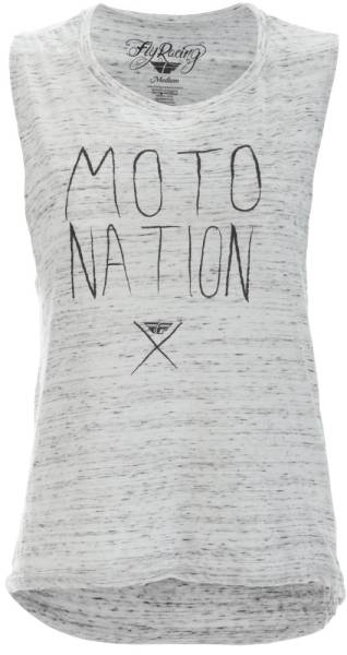 FLY RACING - FLY MOTO NATION WOMEN'S MUSCLE TEE WHITE/MARBLE 2X - Image 1