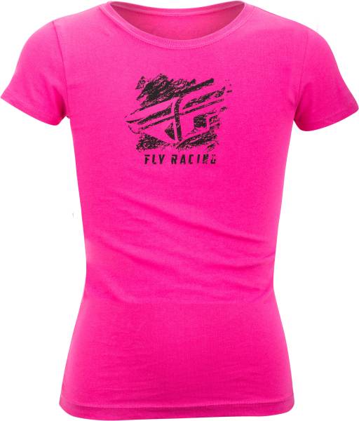 FLY RACING - FLY GIRL'S CRAYON TEE RASPBERRY YL - Image 1