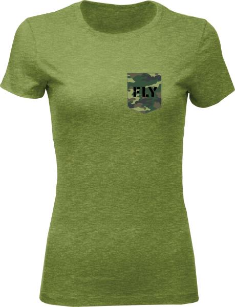 FLY RACING - WOMEN'S FLY CAMO TEE MILITARY GREEN HEATHER 2X - Image 1