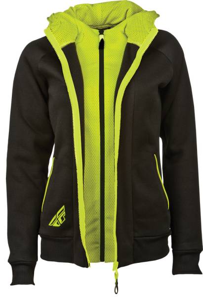 FLY RACING - TRACK LADIES ZIP UP HOODIE BLACK/LIME 2X - Image 1