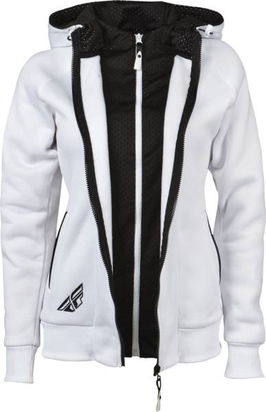 FLY RACING - TRACK LADIES ZIP UP HOODIE WHITE/BLACK 2X - Image 1