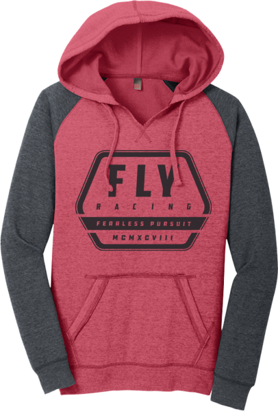 FLY RACING - WOMEN'S FLY TRACK HOODIE RED HEATHER/CHARCOAL 2X - Image 1