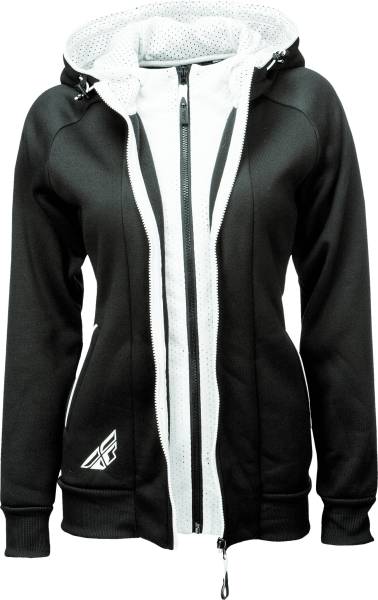 FLY RACING - TRACK ZIP UP HOODIE BLACK/WHITE 2X - Image 1