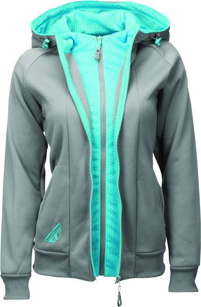 FLY RACING - TRACK ZIP UP HOODIE GREY/BLUE 2X - Image 1