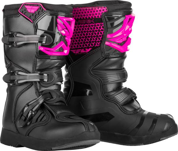 FLY RACING - YOUTH MAVERIK BOOTS PINK/BLACK SZ 01 - Image 1