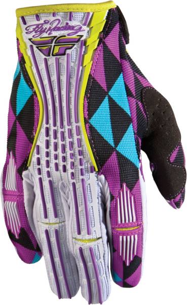 FLY RACING - GIRL'S KINETIC GLOVE PURPLE/TE AL X - Image 1