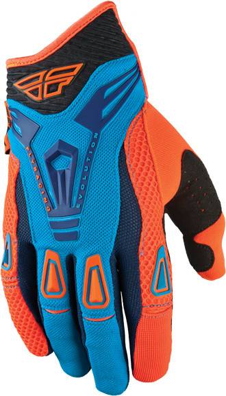 FLY RACING - EVOLUTION GLOVES NEON ORANGE/BLUE SZ 10 - Image 1