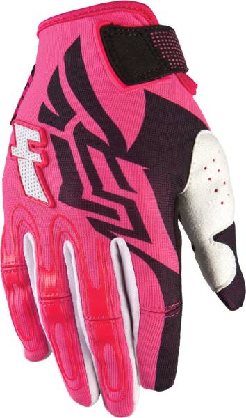 FLY RACING - KINETIC GIRL'S GLOVES BLACK/PINK SZ L - Image 1