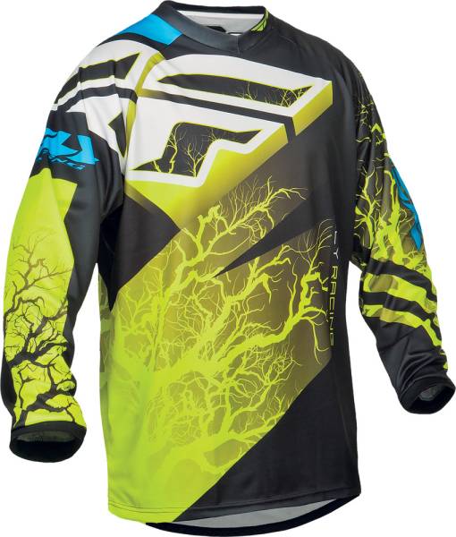 FLY RACING - F-16 JERSEY BLACK/HI-VIS/BLUE 2X - Image 1