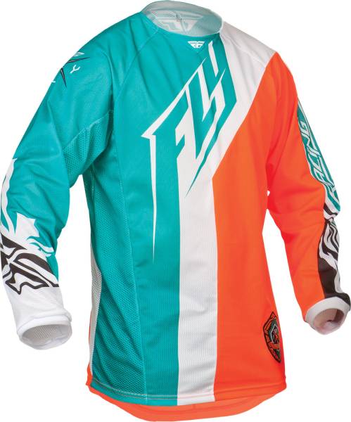 FLY RACING - KINETIC MESH-TECH DIVISION JERSEY TEAL/HI-VIS ORANGE 2X - Image 1