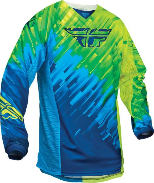 FLY RACING - KINETIC GLITCH JERSEY BLUE/HI-VIS 2X - Image 1