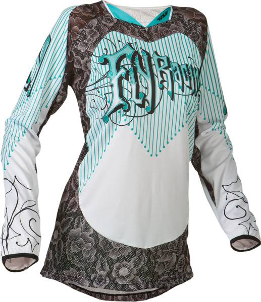 FLY RACING - KINETIC LADIES JERSEY TEAL/WHITE 2X - Image 1