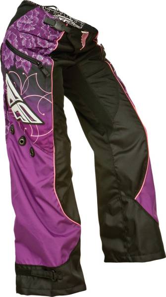 FLY RACING - WOMEN'S KINETIC OVER-BOOT PANT BLACK/PURPLE/PINK SZ 9/10 - Image 1