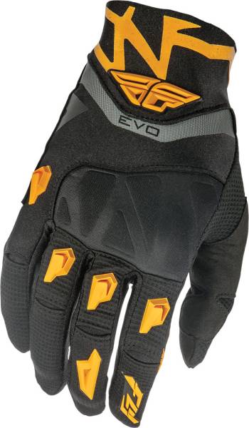 FLY RACING - EVOLUTION GLOVES BLACK/ORANGE SZ 6 - Image 1