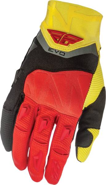 FLY RACING - EVOLUTION GLOVES BLACK/RED/YELLOW SZ 6 - Image 1