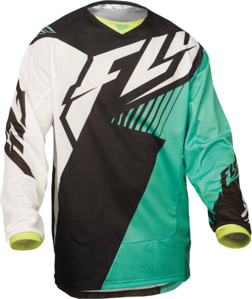 FLY RACING - KINETIC VECTOR MESH JERSEY BLACK/WHITE/TEAL YX - Image 1